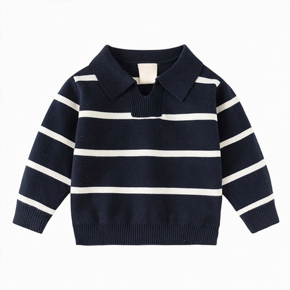 Enyan Boys Shirt for Fall Winter Size 1-6T Toddler Boy Clothes Long Sleeve Striped Tee Top(18-24 Months)