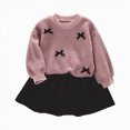thumbnail image 1 of Enyan Girl's Cute 2 Piece Outfits Sherpa Fleece Bow Sweatshirt and A Line Flare Skirt Set,2-3 Years, 1 of 6
