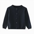 thumbnail image 1 of Enyan Girls Crewneck Cardigan Long Sleeve Children Button Cotton Sweater Uniform Sweaters for Little Girl(Navy,4-5 Years), 1 of 4