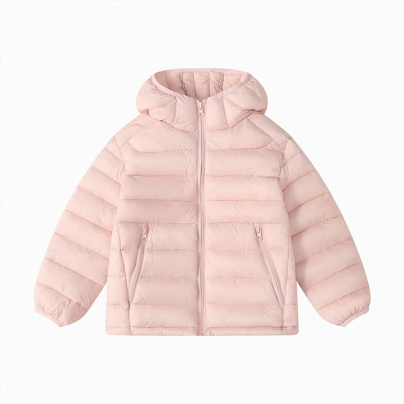 Enyan Girls Winter Puffer Jacket Little Kid Girl Warm Quilted Bubble Coat with Waterproof Windproof Hooded for Outdoor Wear School Wear
