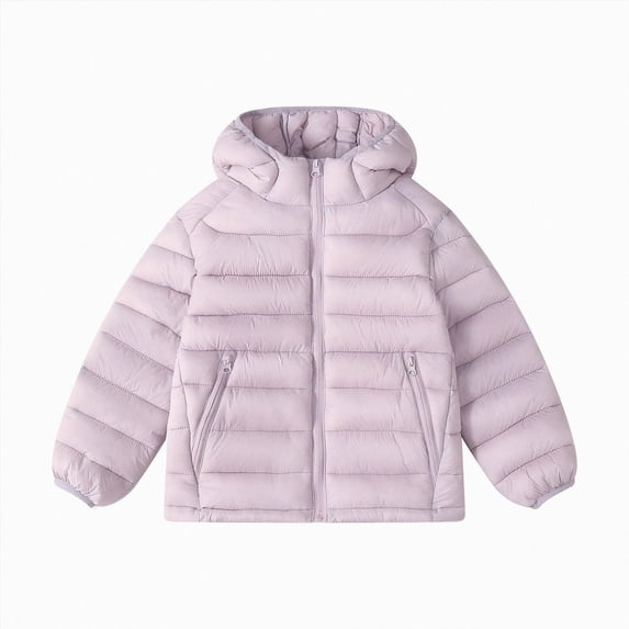 Enyan Girls Winter Puffer Jacket Little Kid Girl Warm Quilted Bubble Coat with Waterproof Windproof Hooded for Outdoor Wear School Wear