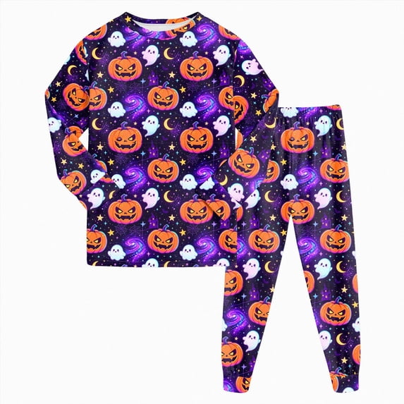 Enyan Halloween Boys Pajamas Toddler Pumpkin/Ghost Pjs Set Kid Long Sleeve 2 Piece Loungewear Sleepwear Pajamas Halloween Pajamas Kids(8-9 Years)