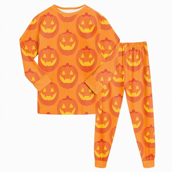 Enyan Halloween Girl Pajamas 2 Piece Cute Pumpkin/Ghost Print Pajama Long Sleeve Kid Pjs Set Halloween Pjs for Girls(8-9 Years)