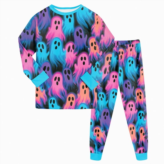 Enyan Halloween Girl Pajamas Pumpkin/Ghost Sleepwear Set Long Sleeve Kid Loungewear Pjs 2-Piece Set Pajamas for Girls(3-4 Years)