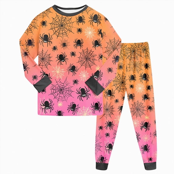 Enyan Halloween Pajamas Girl 2 Piece Cute Graphic Print Pajama Long Sleeve Kid Pjs Set Halloween Pjs for Girls(8-9 Years)