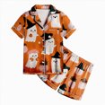 thumbnail image 1 of Enyan Halloween Pajamas Girls 2 Piece Pumpkin Ghost Sleepwear Short Sleeve Jammies for Kids Button-Down Nightwear Kids Pajamas Girls(4-5 Years), 1 of 5