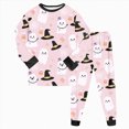 thumbnail image 1 of Enyan Halloween Pajamas Girls Kid Pajamas Pumpkin/Ghost Print Cute Long Sleeve Sleepwear Loungewear Pjs 2Pcs Set Little Girls Pajamas(8-9 Years), 1 of 7