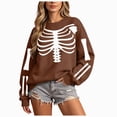 thumbnail image 1 of Enyan Halloween Sweatshirt Spooky Skeleton Graphic Shirts Fall Long Sleeve Autumn Tops Halloween Womens Shirt Brown,XL, 1 of 1