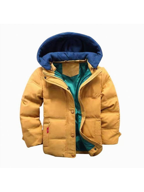 Kid Boy Winter Puffer Jacket with Hood Toddler Little Boys Cozy Windproof Zip Up Casual Coat for Outdoors School