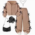 thumbnail image 1 of Enyan Kids Clothes Girls 2-Piece Outfits Long Sleeve Sweatshirt & Wide Leg Pants Set, 1 of 6