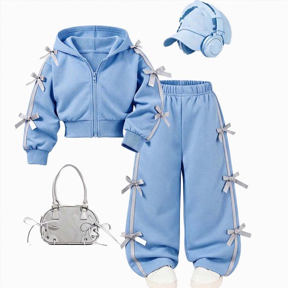 Enyan Kids Clothes Girls 2-Piece Outfits Long Sleeve Sweatshirt & Wide Leg Pants Set
