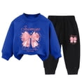 thumbnail image 1 of Enyan Kids Girls Clothes Size 3T 4T 5T 6T 7T Long Sleeve Bowknot Graphic Sweatshirt+Pant Set 2Pcs Little Girl Outfit, 1 of 3