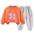 thumbnail image 1 of Enyan Kids Girls Clothes Size 3T 4T 5T 6T 7T Long Sleeve Bowknot Graphic Sweatshirt+Pant Set 2Pcs Little Girl Outfit, 1 of 3