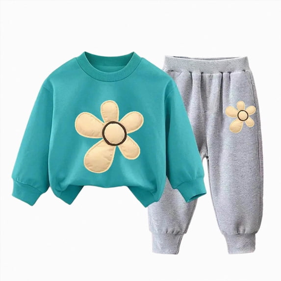 Enyan Kids Girls Clothes Size 3T 4T 5T 6T 7T Long Sleeve Graphic Sweatshirt+Pant Set 2Pcs Little Girl Outfit