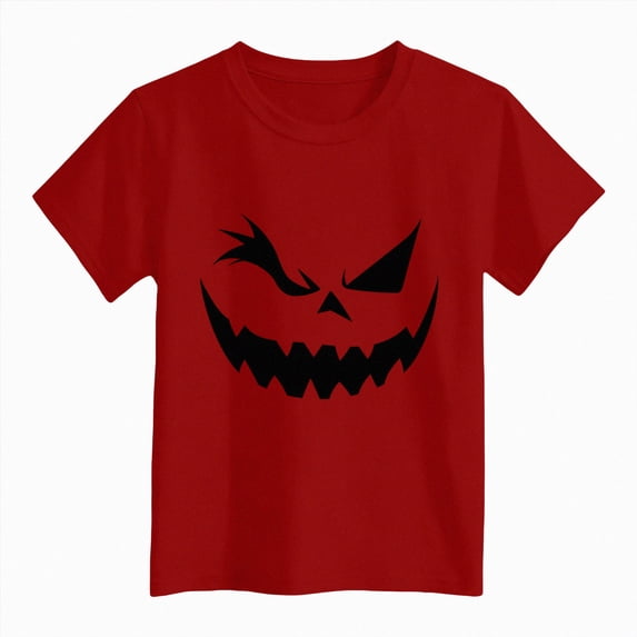 Enyan Kids Halloween Shirts for Boys Toddler Short Sleeve Spooky Season Graphic Tees Kid Boy Pumpkin Face T-Shirt Top
