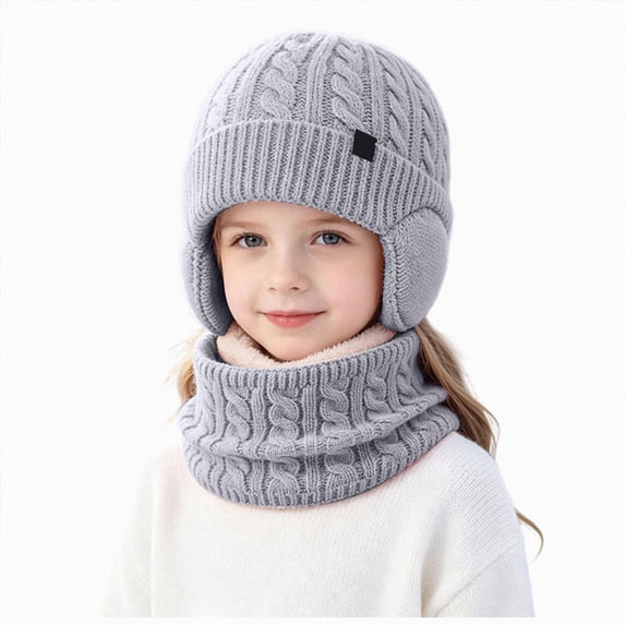 Enyan Kids Winter Hat Unisex Boys Girls Warm Thick Fleece Lined Knit Beanie with Earflaps