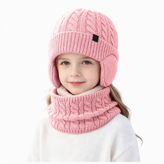 Enyan Kids Winter Hat Unisex Boys Girls Warm Thick Fleece Lined Knit Beanie with Earflaps
