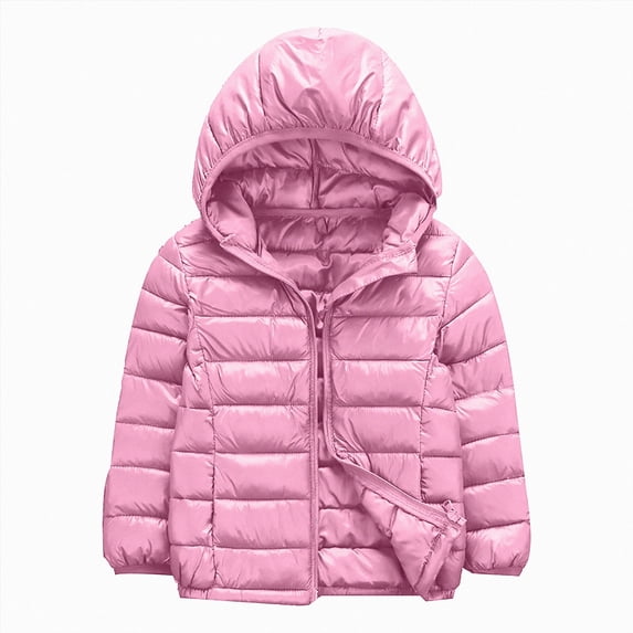 Enyan Kids Winter Puffer Jacket Packable Bubble Cotton Coat Zip Up Hooded Outwear for Toddler Boys Girls