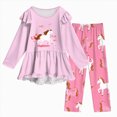 thumbnail image 1 of Enyan Little Girl 2-Piece Outfit for Fall Winter Long Sleeve Ruffle Graphic T-Shirt Top+Casual Pant Set 5T 6T 7T 8T Kid Girls Clothes, 1 of 8