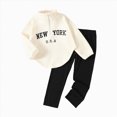thumbnail image 1 of Enyan Little Girl Fall Winter Clothes 4T 5T 6T 7T Fleece Long Sleeve Zip Neckline Top and Jogger Pants Outfit Set (5-6 Years), 1 of 8