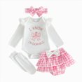 thumbnail image 1 of Enyan Newborn Baby Girl Fall Clothes Cute Long Sleeve Romper Plaid Ruffle Skirt Set Infant Spring Outfits（Size 9-12 Months）, 1 of 9