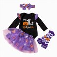 thumbnail image 1 of Enyan Newborn Baby Girl Halloween Outfit 4-Piece Toddler Girls Clothes Pumpkin Shirt Tutu Skirt Headband Leg Warmer Set, 1 of 5