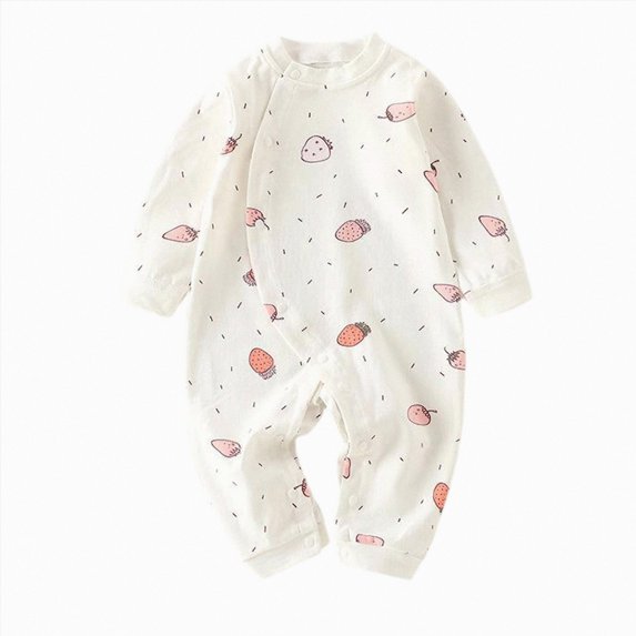 Enyan Newborn Baby Romper Unisex Cotton Bodysuit for Infant Baby Boys Girls Long Sleeve Button Jumpsuits(Pink,12-18 Months)