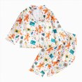 thumbnail image 1 of Enyan Toddler Girl Christmas Clothes Cute Cartoon Print Button Up Shirt Top Pants Set for Loungewear Casualwear, 1 of 6
