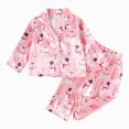 thumbnail image 1 of Enyan Toddler Girl Christmas Clothes Cute Cartoon Print Button Up Shirt Top Pants Set for Loungewear Casualwear, 1 of 5