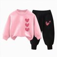 thumbnail image 1 of Enyan Toddler Girl Clothes Fall Winter Outfits Long Sleeve Graphic Print Top+Pants Set for 3-7Y Girls, 1 of 4