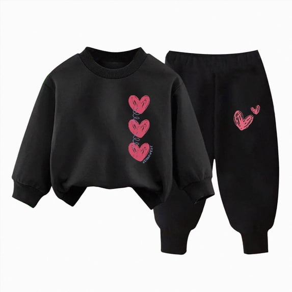 Enyan Toddler Girl Clothes Fall Winter Outfits Long Sleeve Graphic Print Top+Pants Set for 3-7Y Girls