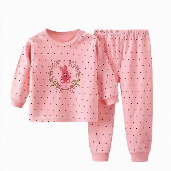 Enyan Toddler Girl Pajamas Little Kid Girls Long Sleeve Crewneck Shirt+Pant 2-Piece Pjs Set for Sleepwear Nightwear(4-5 Years)