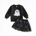 thumbnail image 1 of Enyan Toddler Halloween Outfit Girl Long Sleeve Ghost Sweatshirt+Tulle Skirt 2-Piece Baby Girls Fall Skirt Set, 1 of 4