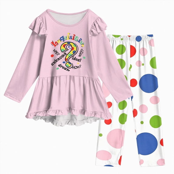 Enyan Tween Girl Clothes 8-14T Teen Girls Fall Winter Long Sleeve Graphic Shirt Top+Leggings Set 2-Piece Loungewear Casual Wear Outfit