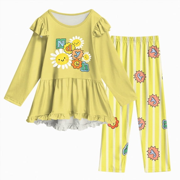 Enyan Tween Girl Clothes 8-14T Teen Girls Fall Winter Long Sleeve Graphic Shirt Top+Leggings Set 2-Piece Loungewear Casual Wear Outfit