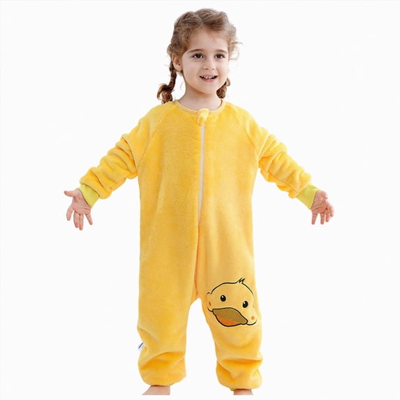 Enyan Unisex Baby Sleeping Bag Soft Flannel Long Sleeve Sleeping Sack Feet Warm Wearable Blanket Light Yellow,5-6 Years