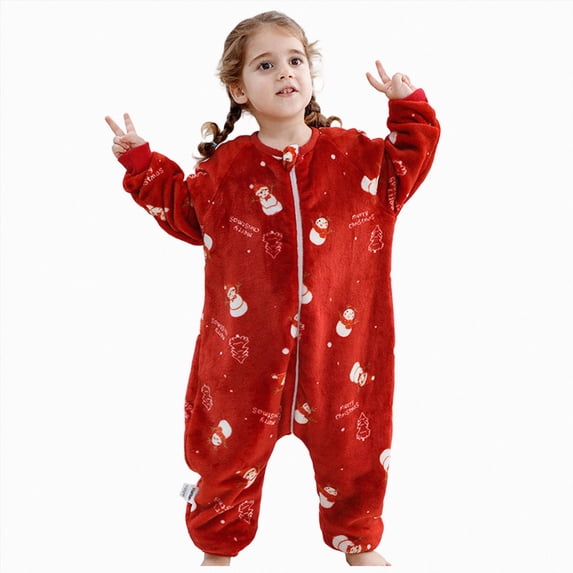 Enyan Unisex Baby Sleeping Bag Soft Flannel Long Sleeve Sleeping Sack Feet Warm Wearable Blanket Red,1-2 Years