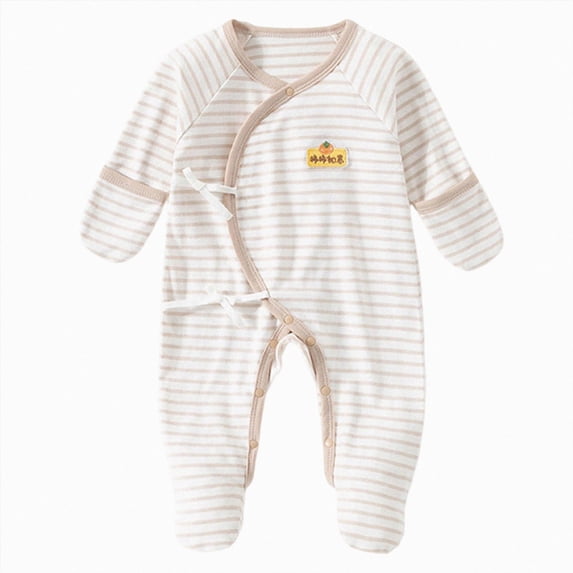 Enyan Unisex Kids Organic Cotton Onesie Size 0-6M Newborn Infant Baby Footed Sleepwear Loungewear Pajamas(Brown,Newborn)