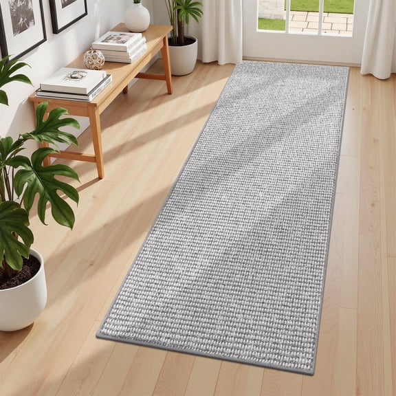 Enyhom 2'x6' Runner Rug for Hallway, Washable Non Slip Kitchen Runner Rugs for Entryway, Laundry Room, Gray/White