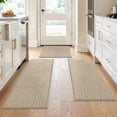 thumbnail image 1 of Enyhom Beige 3Pcs Kitchen Rugs Machine Washable Non Slip Anti Pollution Geometric High-Low Cut Design Kitchen Mats Used for Sinks,Hallway, 1 of 7