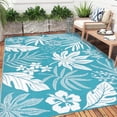 thumbnail image 1 of Enyhom Floral Waterproof Outdoor Rug 9'x12', Reversible Plastic Straw Patio Camping Rug for Camping Patio Picnic, Teal, 1 of 7