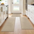 thumbnail image 1 of Enyhom Geometric High-low Cut Kitchen Rugs Sets of 3, Washable Nonslip Kitchen Mats for Floor, 20"x32"+20"x48"+20"x59", Beige, 1 of 6
