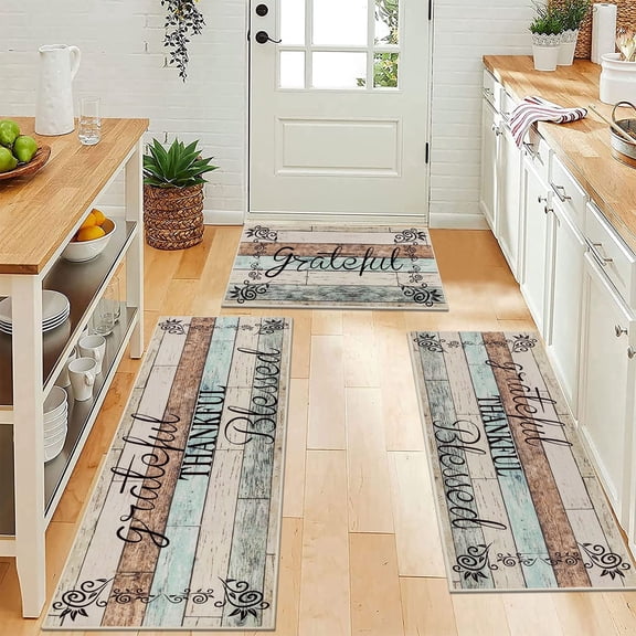 Enyhom Kitchen Rug Sets of 3 Non-Slip Kitchen Rug and Runner Washable Floor Mat for Kitchen, Laundry Room and Hallway, Colorful