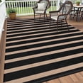 thumbnail image 1 of Enyhom Waterproof Outdoor Rug 5'x8', Reversible Striped Patio Rug, Plastic Straw Outdoor RV Carpet for Outsides, Patio, Camping, Balcony, RV and Deck, Black/Beige, 1 of 7