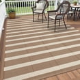 thumbnail image 1 of Enyhom Waterproof Outdoor Rug 6'x9', Reversible Striped Patio Rug, Plastic Straw Outdoor RV Carpet for Outsides, Patio, Camping, Balcony, RV and Deck, Brown/Beige, 1 of 5