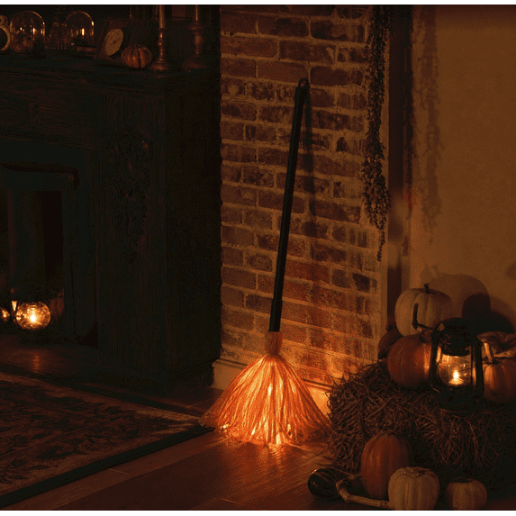 Enyisa Halloween Ghost Decor, Spooky Light-up Dancing Witch Broomstick Decoration, Halloween Prop for Indoor Home Decor, Glowing Party Ornament for , Festive Seasonal Gift, 1pack