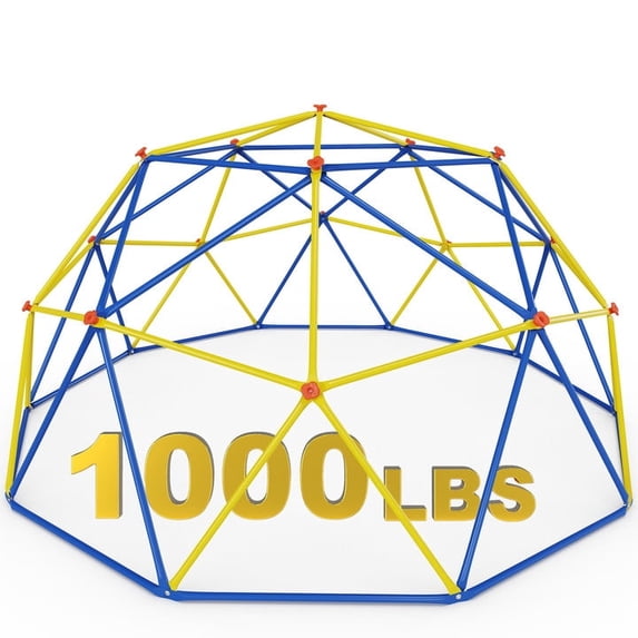 Enyopro 10FT Outdoor Climbing Dome, Kids Dome Climber Playground Equipment with 1000 lb Capacity, Rust Resistant Steel Frame for Ages 3-10, Blue & Yellow