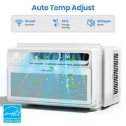 Uhomepro 12000 BTU Smart Inverter Window Air Conditioner, Cools 350 Sq.Ft with 4 Modes, Washable Filter, 35% Energy Saving, App/Remote and LED Control, 42 dB Noise for Living Room, Easy to Install