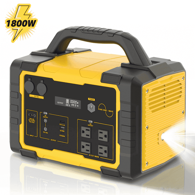 Enyopro 1800W Portable Power Station, 120V AC Outlets Outdoor Solar  Generator for Camping, RV, Home Backup, Emergency Power - Walmart.com