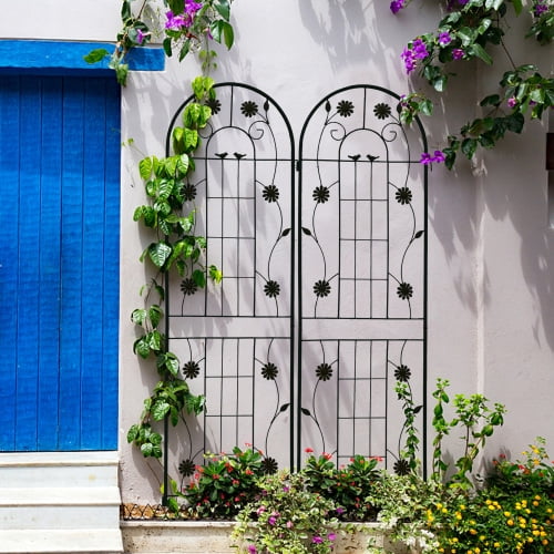 Enyopro 2 Pack Metal Garden Trellis,71" Rustproof Wire Lattice Support for Climbing Plants Outdoor,Flowers, Vines & Vegetables, Black